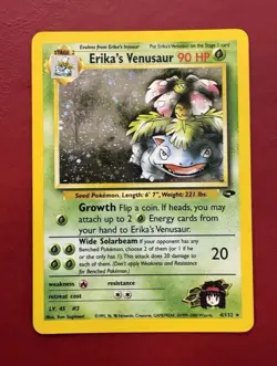 Erika’s Venusaur 4/132 Holo Rare Gym Challenge Pokemon Card MP No Creases - Image 1