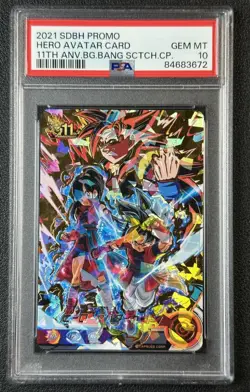 HERO AVATAR CARD PSA 10 2021 SDBH PROMO DRAGON BALL S 11TH ANNIV. BIG BANG CP 72 - Image 1