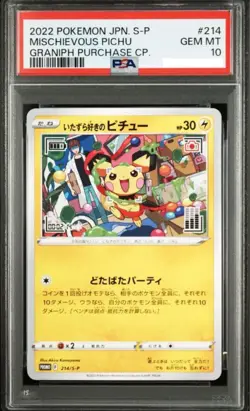 PSA 10 Pokemon Card Mischievous Pichu 214/S-P Graniph & Hajime Syacho Promo - Image 1