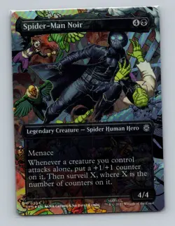 1x FOIL Spider-Man Noir Borderless (0204) Spider-Man SPM MTG Magic NM - Image 1