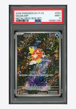 Pokemon PSA 9 Magikarp Promo 2025 024/SV-P Metal Deck Box Set S.Chinese - Image 1