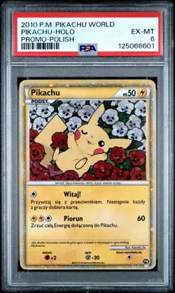 2010 POKEMON PIKACHU WORLD PROMO POLISH HOLO FS RARE PSA 6 EX MT - Image 1