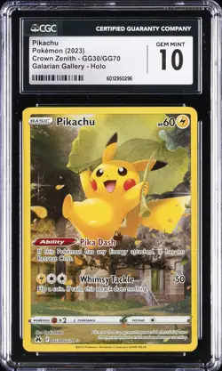 2023 POKEMON CROWN ZENITH GALARIAN GALLERY HOLO #GG30 PIKACHU CGC 10 GEM MINT - Image 1