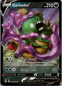 Pokemon TCG Evolving Skies Garbodor V 100/203 Ultra Rare NM - Image 1