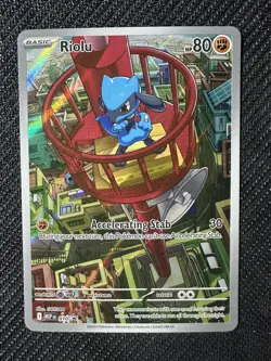 Pokemon Mega Evolutions Riolu Black Star Promo Illustration Rare #10 NM - Image 1