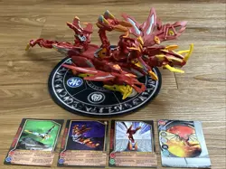 Bakugan Pyrus Dragonoid Colossus & Commandix Completed & Ability Cards Rare - Image 1