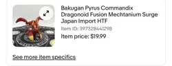 Bakugan Pyrus Dragonoid Colossus & Commandix Completed & Ability Cards Rare - Image 2
