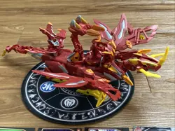 Bakugan Pyrus Dragonoid Colossus & Commandix Completed & Ability Cards Rare - Image 3