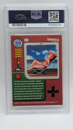 1999 Pokemon Topps Series 1 Character Card Misty #TV3 Black Logo PSA 7 NM! - Image 2