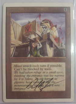 Unlimited Juggernaut Dan Frazier Autographed Magic the Gathering Card - Image 1