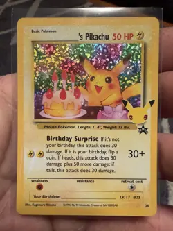 Pokemon Pikachu TCG Holo Rare Birthday Celebrations Card #24 Classic Collection - Image 1