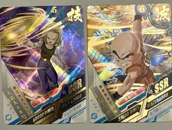 Krillin & Android 18 Rare SSR Dragon Heroes Gold Textured Holo Foil CCG Card DBZ - Image 1