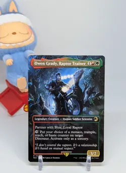 Owen Grady, Raptor Trainer Borderless ⭐NM⭐ Jurassic World Magic The Gathering 16 - Image 1