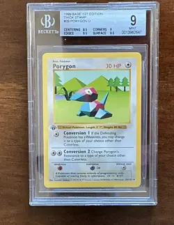 1999 Pokemon Porygon Base Set 1st Edition 039/102 BGS 9 - Image 1