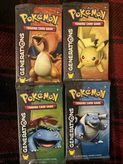 Pokemon TCG Factory Sealed Authentic Generations Booster Pack Artwork Set Of 4 - Image 1