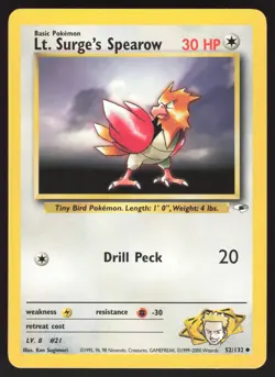 Lt. Surge's Spearow 52/132 Uncommon Pokemon TCG Gym Heroes VLP - Image 1