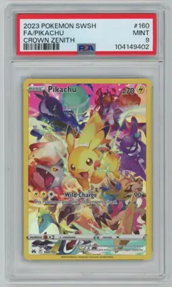 2023 Pokemon Sword & Shield Crown Zenith Pikachu Full Art #160 160/159 PSA 9 - Image 1