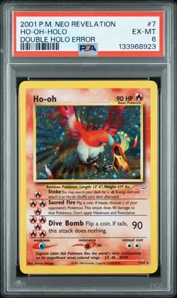 2001 Pokemon Neo Revelation HO-OH Holo PSA 6 Double Holo Error #7 - Image 1