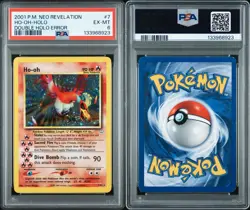 2001 Pokemon Neo Revelation HO-OH Holo PSA 6 Double Holo Error #7 - Image 3