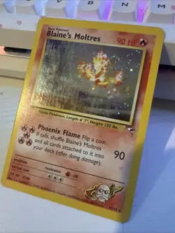 Pokemon Blaine's Moltres Holofoil Holo Rare Gym Heroes Card 001/132 LP Condition - Image 1