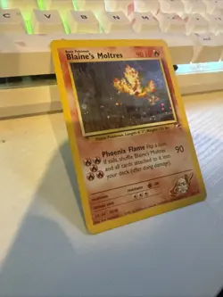 Pokemon Blaine's Moltres Holofoil Holo Rare Gym Heroes Card 001/132 LP Condition - Image 2