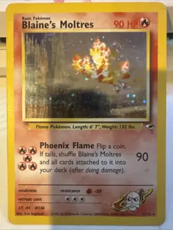 Pokemon Blaine's Moltres Holofoil Holo Rare Gym Heroes Card 001/132 LP Condition - Image 3
