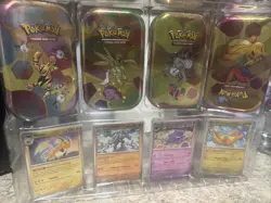 Pokemon Cards 4 Tins 4 Separate Cards All Sealed - Image 1