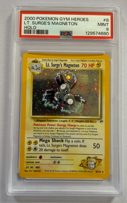 PSA 9 - Lt. Surge's Magneton 8/132 Gym Heroes Holo Rare Vintage Pokemon Card - Image 4