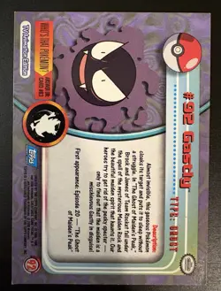 Gastly 92 Blue Logo Topps Non Holo TV Animation Pokemon Card LP/MP - Image 4