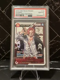 Bandai 2023 One Piece Promo Shanks Serialized Top Prize ENG PSA 10 Card #120 - Image 1