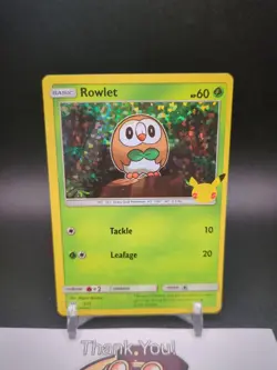 2021 Pokemon McDonald's Happy Meal Match Battle Rowlet 7/25 Holo TCG Card - Image 1