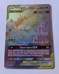 Pheromosa & Buzzwole GX 215/214 - Unbroken Bonds - Pokemon Card - NM Secret Rare - Image 1