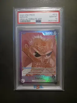 One Piece Card Game TCG OP02-072 Zephyr Alt Art Leader PSA 10 - Image 1