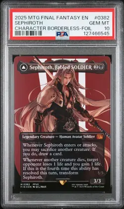 2025 MTG Magic Final Fantasy SEPHIROTH Fabled Soldier Borderless Foil PSA 10 382 - Image 1