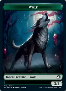 Wolf (013) / Bat (004) Token x1 1x FOIL Innistrad: Midnight Hunt NM MTG - Image 2