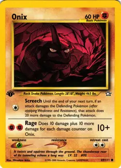 Pokemon TCG Onix Neo Genesis 69/111 Regular 1st Edition NM - Image 1