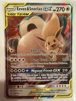 Eevee & Snorlax GX 120/181 Sm-Team Up Holo Pokemon - Image 1
