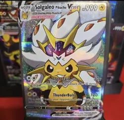 Solgaleo Pikachu Holo Poncho VCOS Cosplay Card Custom Shiny Detail - Image 1