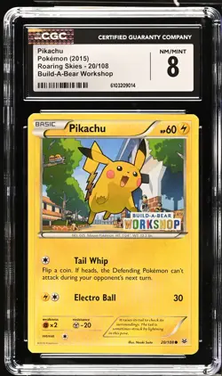 CGC 8 Pikachu 20/108 Build-A-Bear Workshop Promo Pokemon Card - Image 1