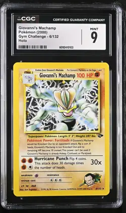 CGC 9 MINT Giovanni's Machamp 2000 Gym Challenge 6/132 Holo Pokemon Card - Image 1