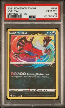 2021 Pokemon SWSH Shining Fates #046 Yveltal PSA 10 Card GEM MINT! Free Shipping - Image 1