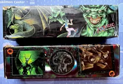 RARE Vintage 1998 Card Storage Box Black Juzam Djinn Magic the Gathering x2 - Image 1