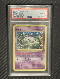 2016 PSA 8 Mew Holo #53 Pokemon TCG XY Evolutions - Image 1