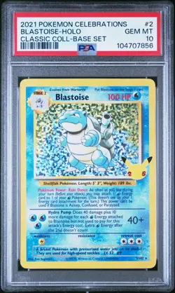 Pokemon TCG Blastoise Celebrations Classic Collection 2/102 PSA 10 Gem Mint - Image 1