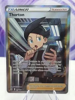 Pokemon Thornton Full Art Trainer Lost Origin Sword & Shield 195/196 NM - Image 1