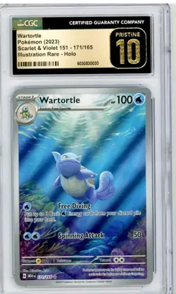 POKEMON English Wartortle 171/165 2023 Scarlet & Violet 151 Holo CGC PRISTINE 10 - Image 1