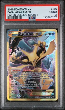 2016 Pokemon XY Fates Collide Secret Rare Alakazam Ex #125 PSA 2 - Image 1