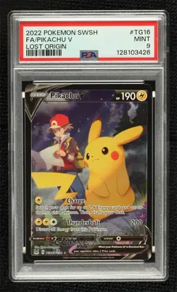 Full Art - Pikachu V Pokemon Sword & Shield Lost Origin Trainer Gallery PSA 9 - Image 1