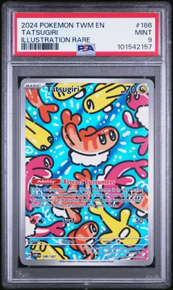 2024 POKEMON TWM EN-TWILIGHT MASQUERADE ILLUSTRATION RARE #186 TATSUGIRI PSA 9 - Image 1