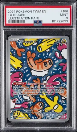 2024 POKEMON TWM EN-TWILIGHT MASQUERADE ILLUSTRATION RARE #186 TATSUGIRI PSA 9 - Image 1
